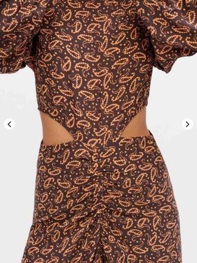 Maje High Low Printed Viscose Silk Dress Fr 34/ US 0